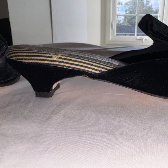 VINTAGE Y2K Embroidered Velvet Martini Kitten Mules Size 7 Made in USA - Picture 6 of 9